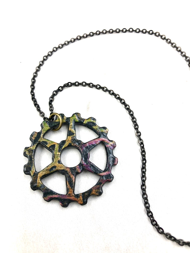Bicycle Art Bicycle Gifts Multi-Color Chain Ring Bicycle Necklace| Bicycle Jewelry Bike Jewelry Bicycle Accessories Bike Necklace