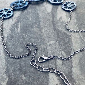 Blue Gears Bicycle Necklace / Bike Necklace Bicycle Jewelry Bike Jewelry Steampunk Mountain Bike Gift For Cyclist Industrial Jewelry Biker image 7
