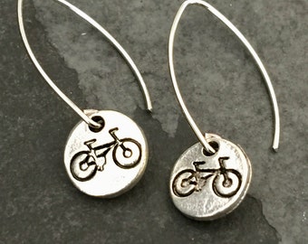 Dainty Silver Bicycle Earrings | Bike Gift For Her, Mountain Bike Jewelry, Biking Jewelry, Bicycle Gift, Bike Jewelry, Cyclist Gift