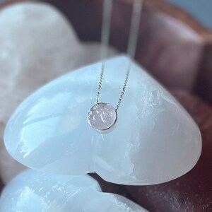 Rosenquarz Silber Halskette | Echter Rosenquarz | Geschenk für Sie | Brautjungfer Geschenke | Sterling Silber | Verstellbare Kette