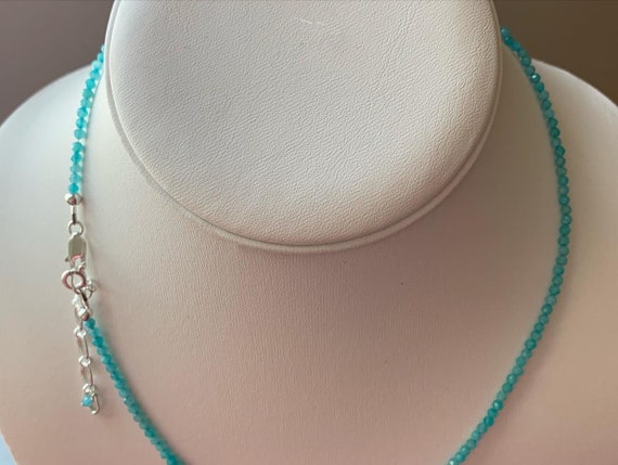 Healing Trauma Faceted Amazonite dainty beaded necklace Extendable Sparkly Throat and Heart Chakra