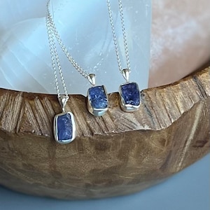 Raw Tanzanite and Sterling Silver Necklace | Choker | 16” to 18” | Gemstones | Healing | Christmas gift