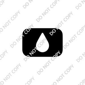 Könnte beinhalten: Ein schwarzes quadratisches Symbol mit einem weißen Wassertropfen in der Mitte.