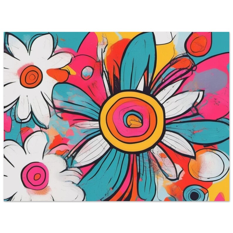 Abstract Floral Pop Art Poster – Colorful Modern Flower Wall Art, Bold ...
