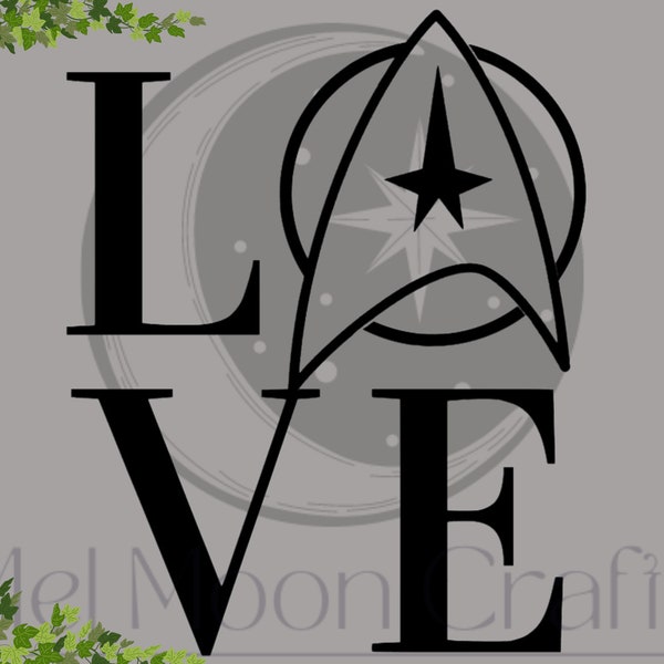 Love Star Trek Badge SINGLE COLOR Vinyl Decal Sticker for Car Window, Bumper, water bottle, laptop, ipad, tablets, etc!