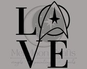 Love Star Trek Badge SINGLE COLOR Vinyl Decal Sticker for Car Window, Bumper, water bottle, laptop, ipad, tablets, etc!