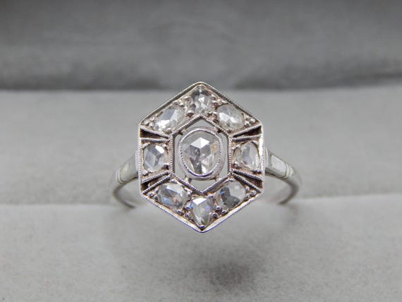 APPRAISED Art Deco Hexagonal Shield Engagement Ri… - image 2