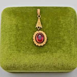 Victorian Engraved Ruby Paste Pendant