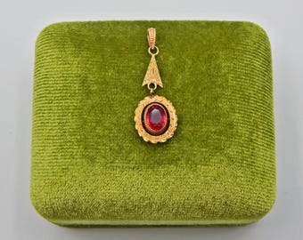 Victorian Engraved Ruby Paste Pendant