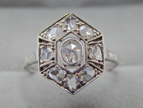 APPRAISED Art Deco Hexagonal Shield Engagement Ri… - image 1