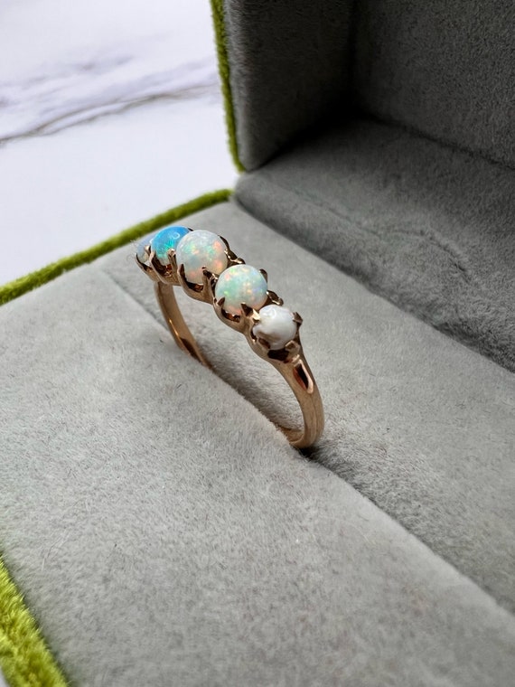 Antique Multi-Stone Opal Ring - image 7
