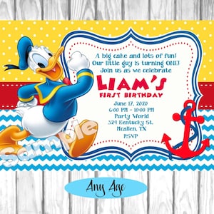 Donald Duck Invitation, Donald Duck Invite, Donald Duck Party Invite, Donald Duck Birthday Party, Invitacion Pato Donald, Donald duck party