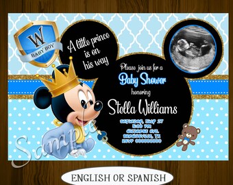 Mickey Mouse Baby Shower Invitations Etsy Mickey Mouse Baby Shower Invitations Etsy
