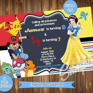 Sibling invitation, twins invite, invitacion para niño y niña, sibling invite, invitacion doble tema, invitacion hermanos, fiesta doble