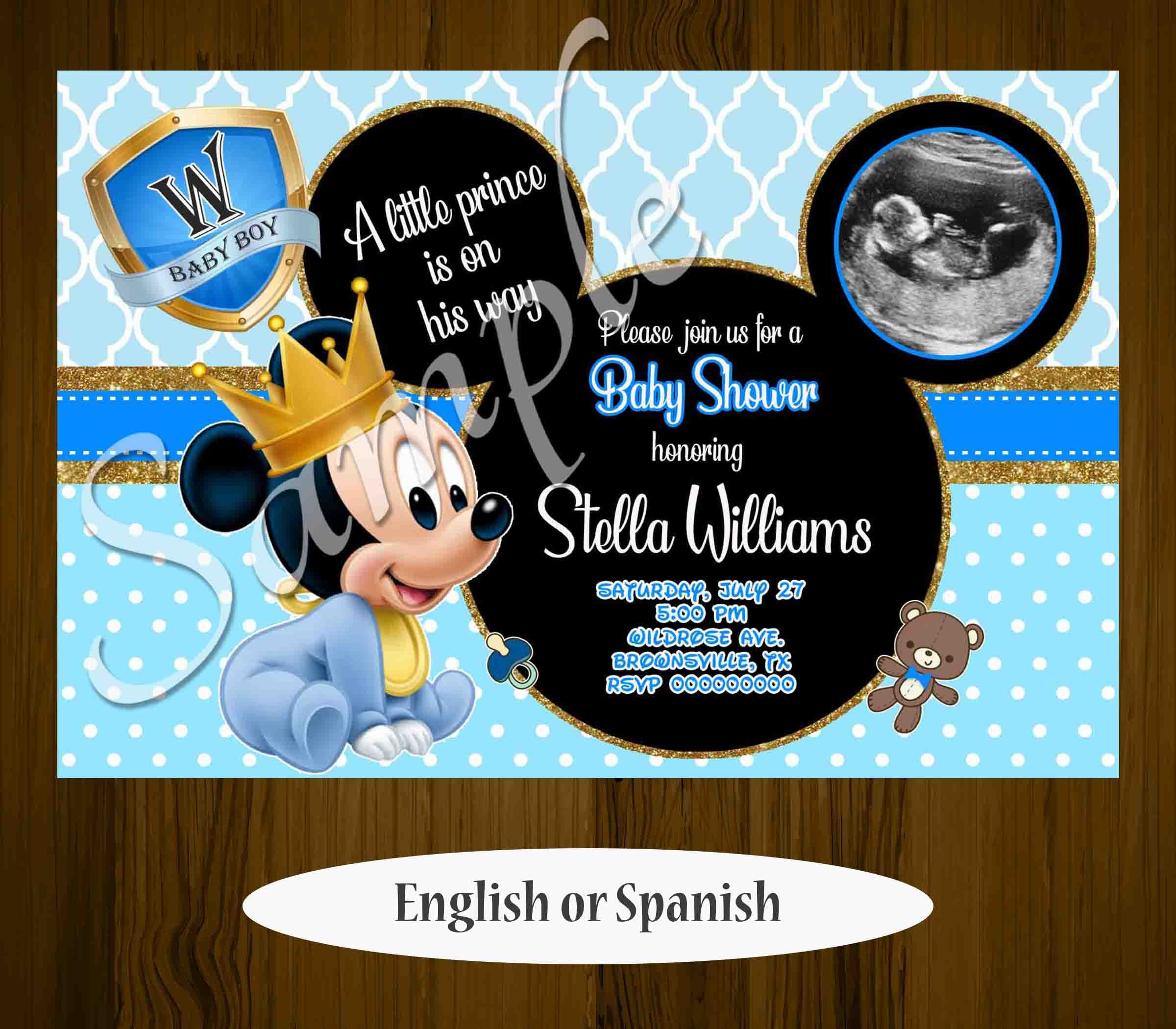 King Mickey Mouse Royal Baby Shower Invitation Prince 