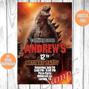 Godzilla invite, Godzilla Birthday Invitation Printable, Printable Godzilla Birthday Invitation, godzilla invitation, Invitacion de Godzilla