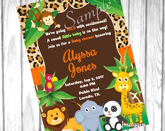 Safari Baby Shower Invitation - Jungle Invitations Wild Baby Shower Baby Boy Safari Party, Zoo Baby Shower Invites, invitacion de safari