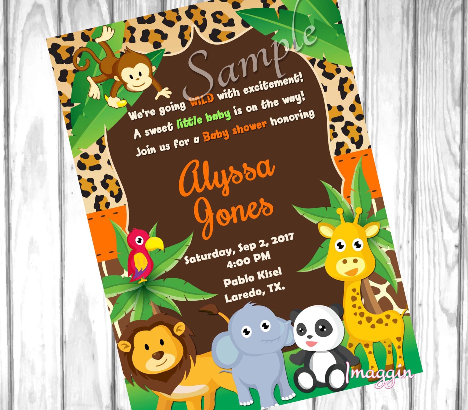 Safari Baby Shower Invitation Jungle Invitations Wild Baby Shower Baby