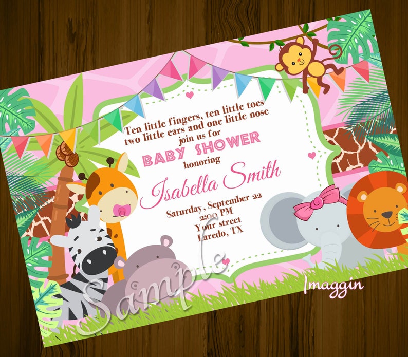 Jungle Invitation Safari Baby Shower Invite Safari Animals Etsy