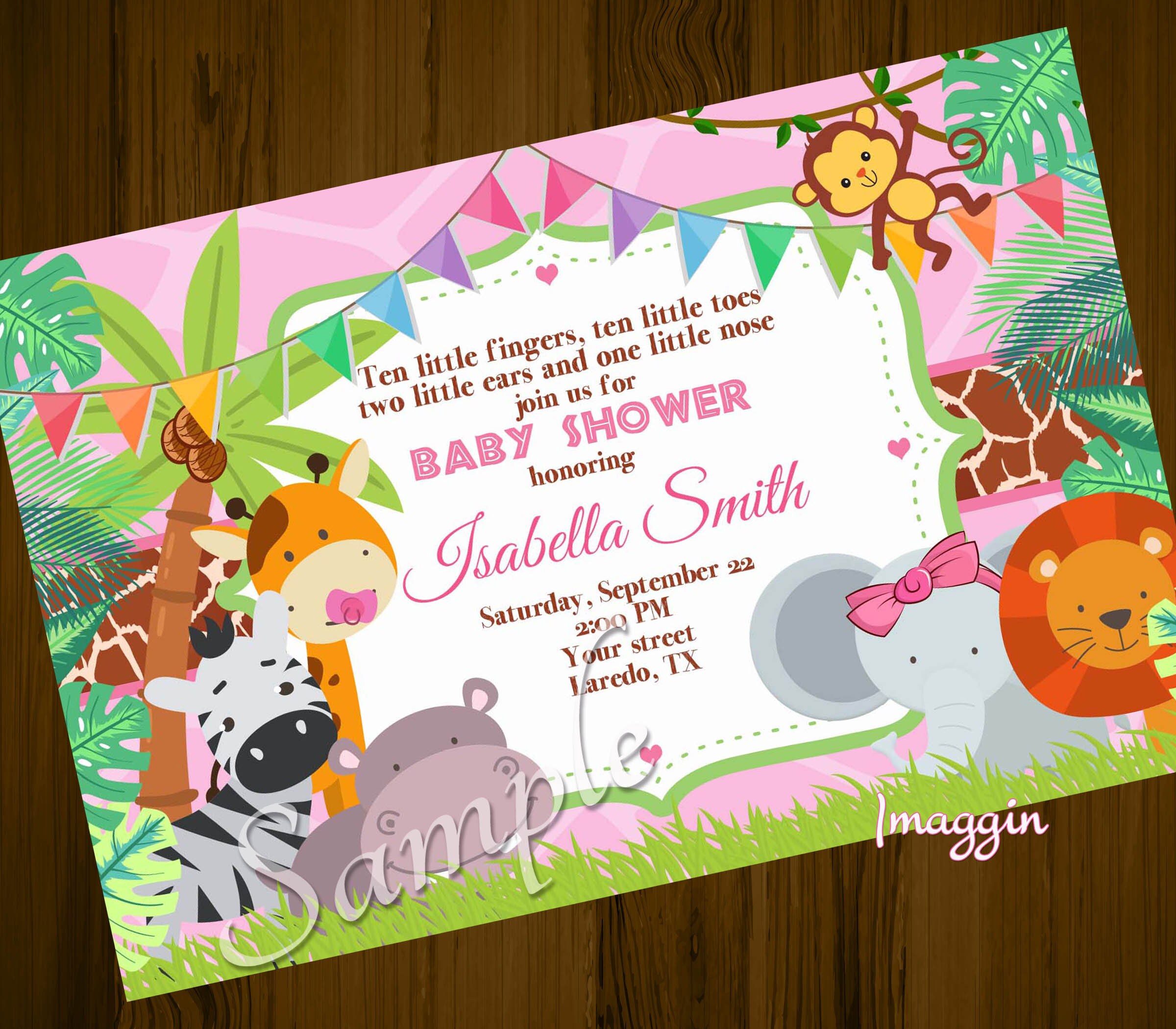 Invitación a la jungla, Invitación al Baby Shower Safari, Fiesta Baby  Shower de Animales Safari, Baby Shower en el zoológico, image size:2400x2100