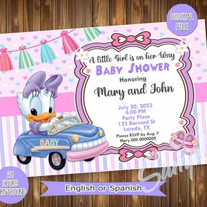 Daisy Duck Baby shower, Digital Baby  shower, Daisy Duck invitation, Daisy duck party, Daisy welcoming invite