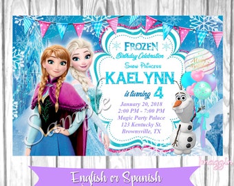 Frozen Invitation, Frozen Birthday Invitation, Frozen Invite, Frozen Birthday Party Invites, princesses Elsa and Anna invite, Olaf invite
