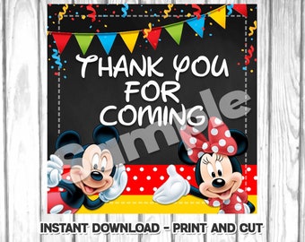 Mickey Mouse and Minnie Mouse Thank you tags- Instant Download