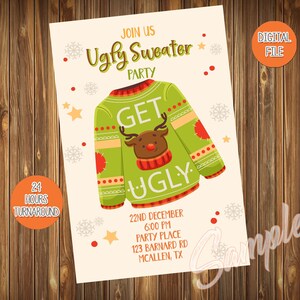 Ugly Sweater Party Invitation, Christmas invite, Christmas Ugly Sweater Invite