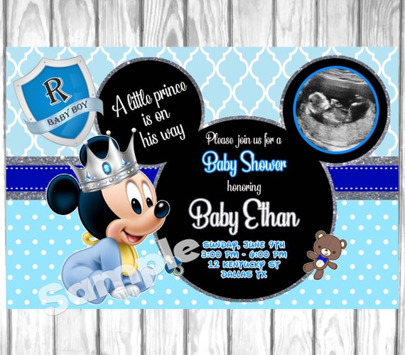 prince mickey mouse baby shower, mickey baby shower invitation, royal  mickey mouse, royal prince mickey mouse, principe mickey mouse