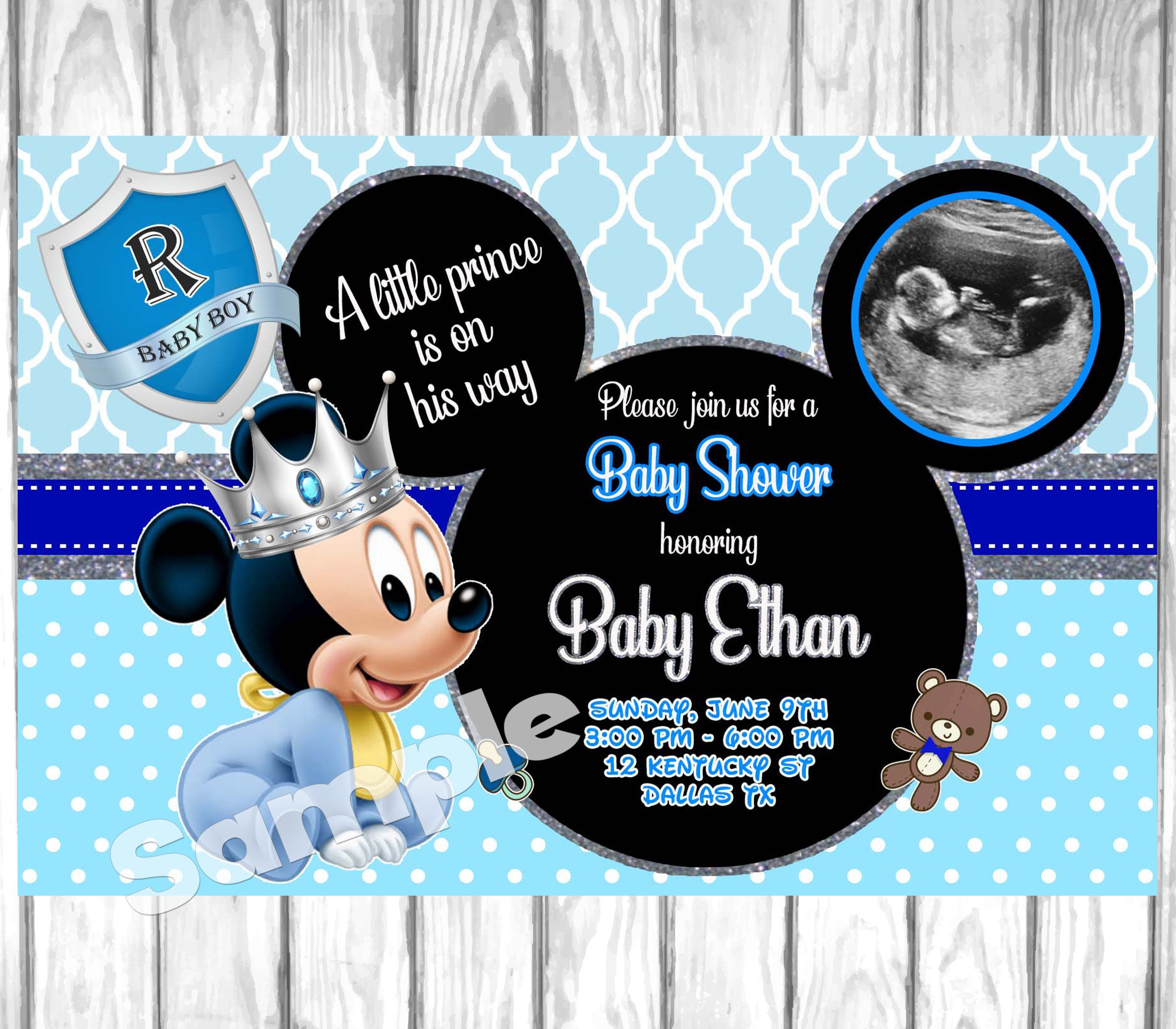 Prince Mickey Mouse Baby Shower Mickey Baby Shower Etsy