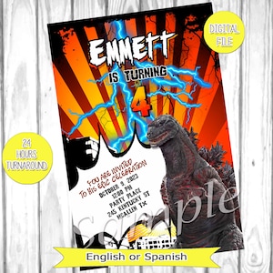 Godzilla invite, Godzilla Birthday Invitation, Godzilla invitation, Invitacion de Godzilla, Shin Godzilla invitation, Godzilla party