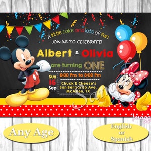 Boy and Girl Twin Birthday Party, Mickey and Minnie Mouse sibling invitation, Mickey and Minnie Mouse Birthday, Mickey and Minnie invite