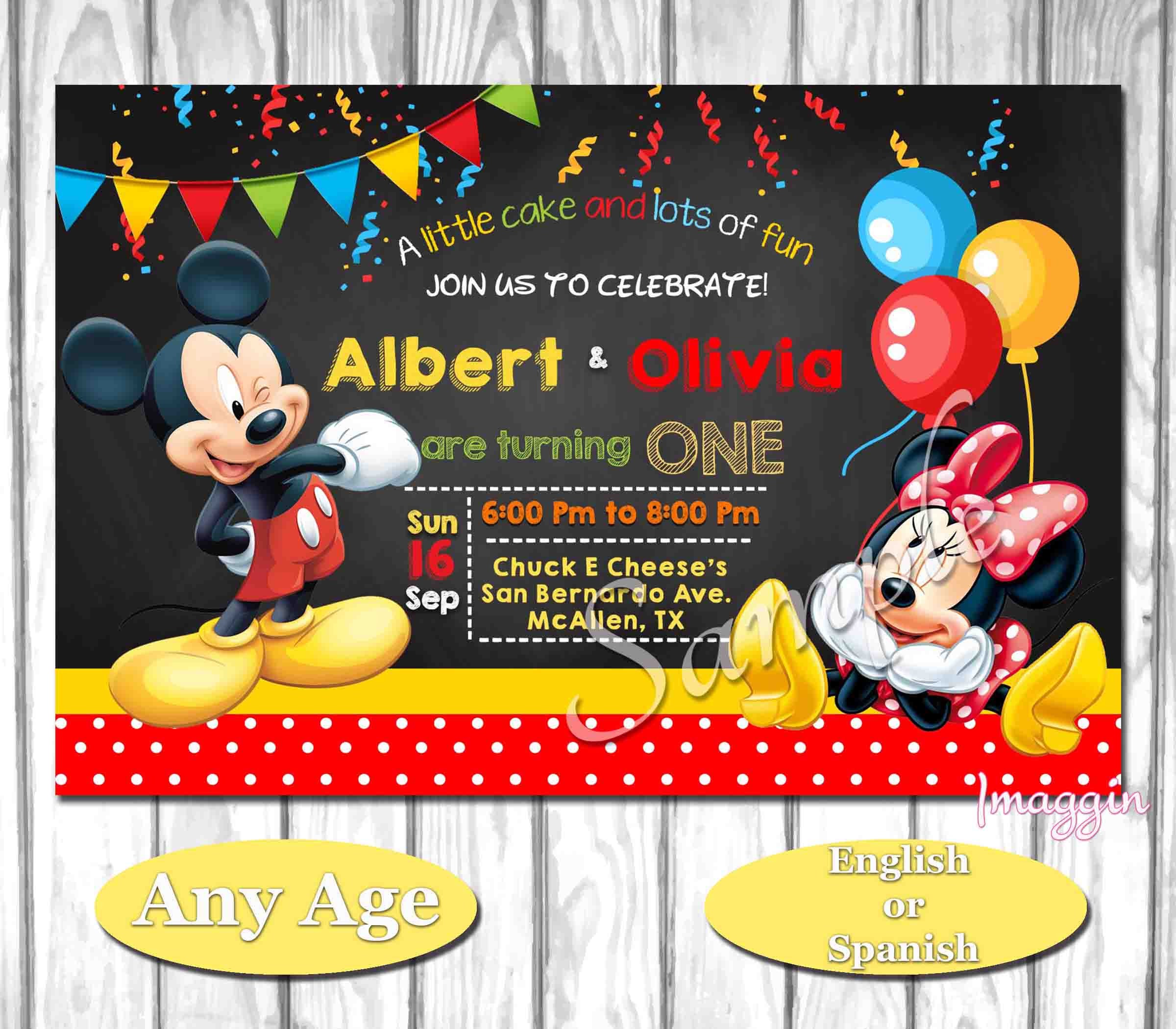 Boy Girl Twin Birthday Party Mickey and Minnie Mouse - Etsy