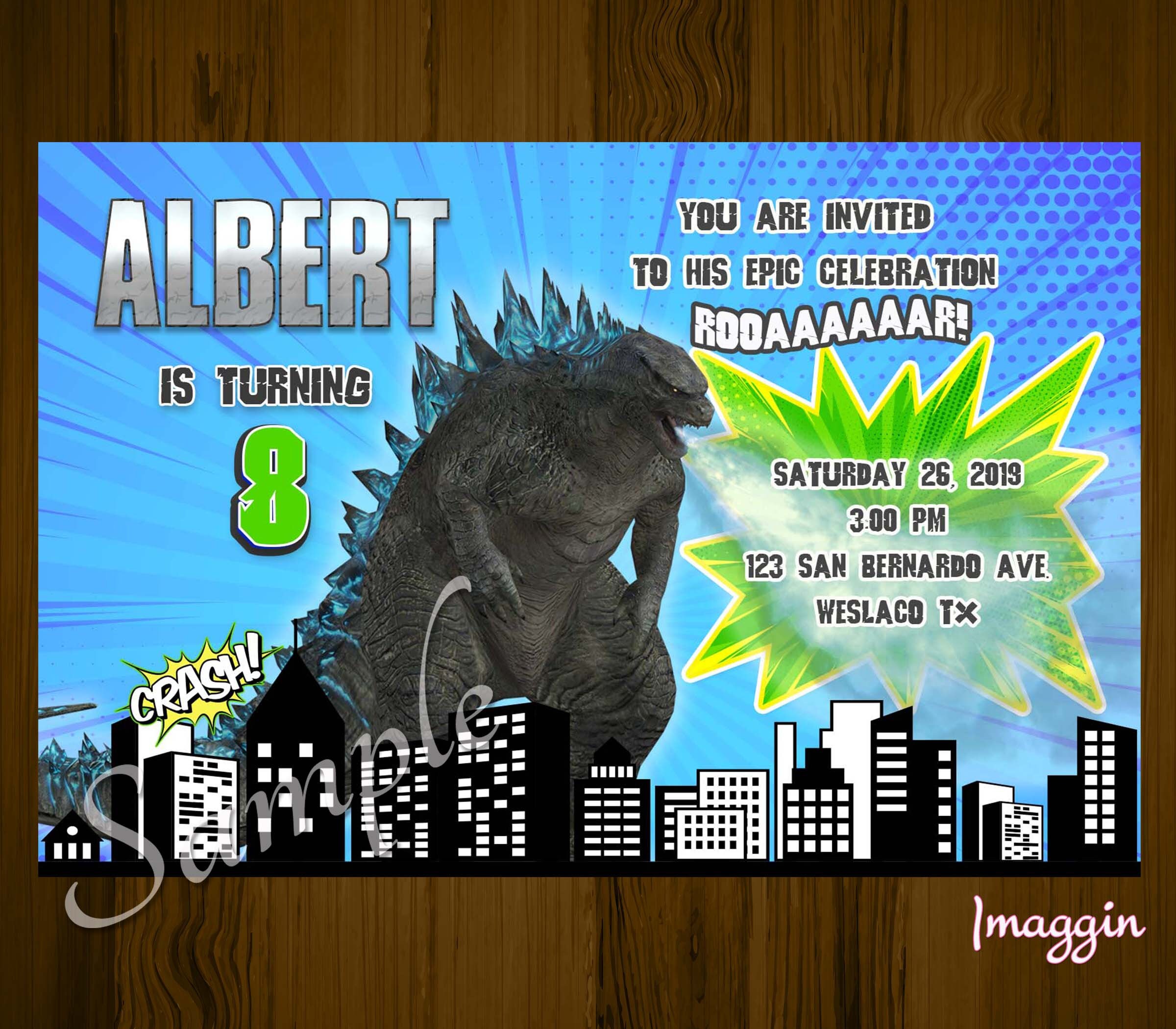 Godzilla invite Godzilla Birthday Invitation Printable Etsy Godzilla invite Godzilla Birthday Invitation Printable Etsy