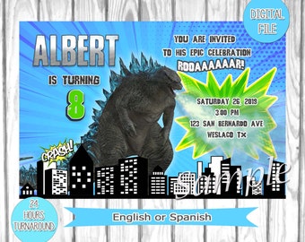 Godzilla invite, Godzilla Birthday Invitation Printable, Printable Godzilla Birthday Invitation, godzilla invitation, Invitacion de Godzilla