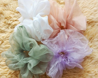 XL Cloud Organza Hair scrunchie/ large scrunchie/organza scrunchie/sheer scrunchie