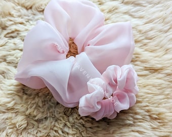 Pink Cloud, Hair Scrunchies set / pink scrunchie set / large scrunchie/ skinny scrunchie /organza scrunchie/sheer scrunchie/blush scrunchie