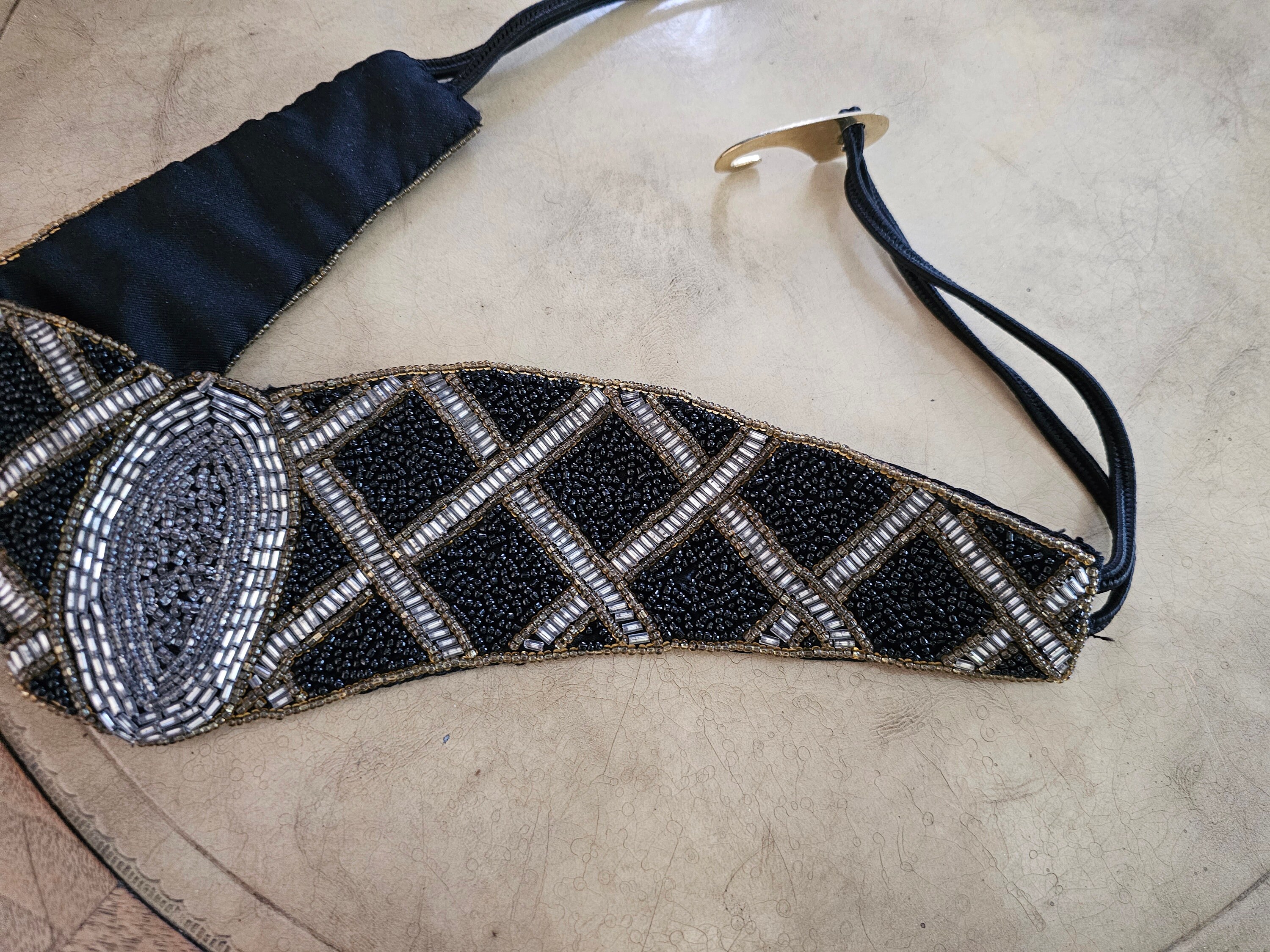 Vintage Milor Belt Womens OS Black Beaded Waist Wide Geometric Boho Statement Inspired by the American Southwest - my Belt Collection is  main image 2