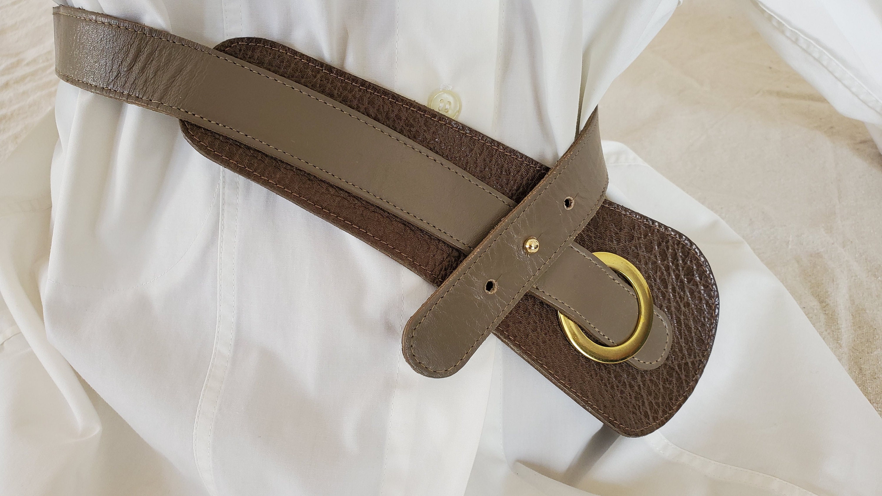 Morris Moskowitz for Lord and Taylor belt Morris Moskowitz Leather Belt | 1980s Olive Green Wide Cinch main image 3