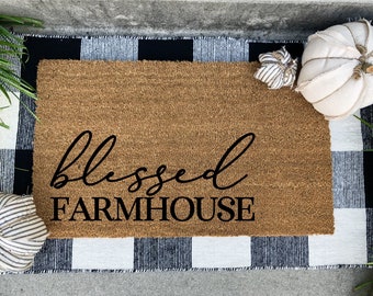 Blessed Doormat Fall Thanksgiving Doormat Farmhouse Doormat Etsy