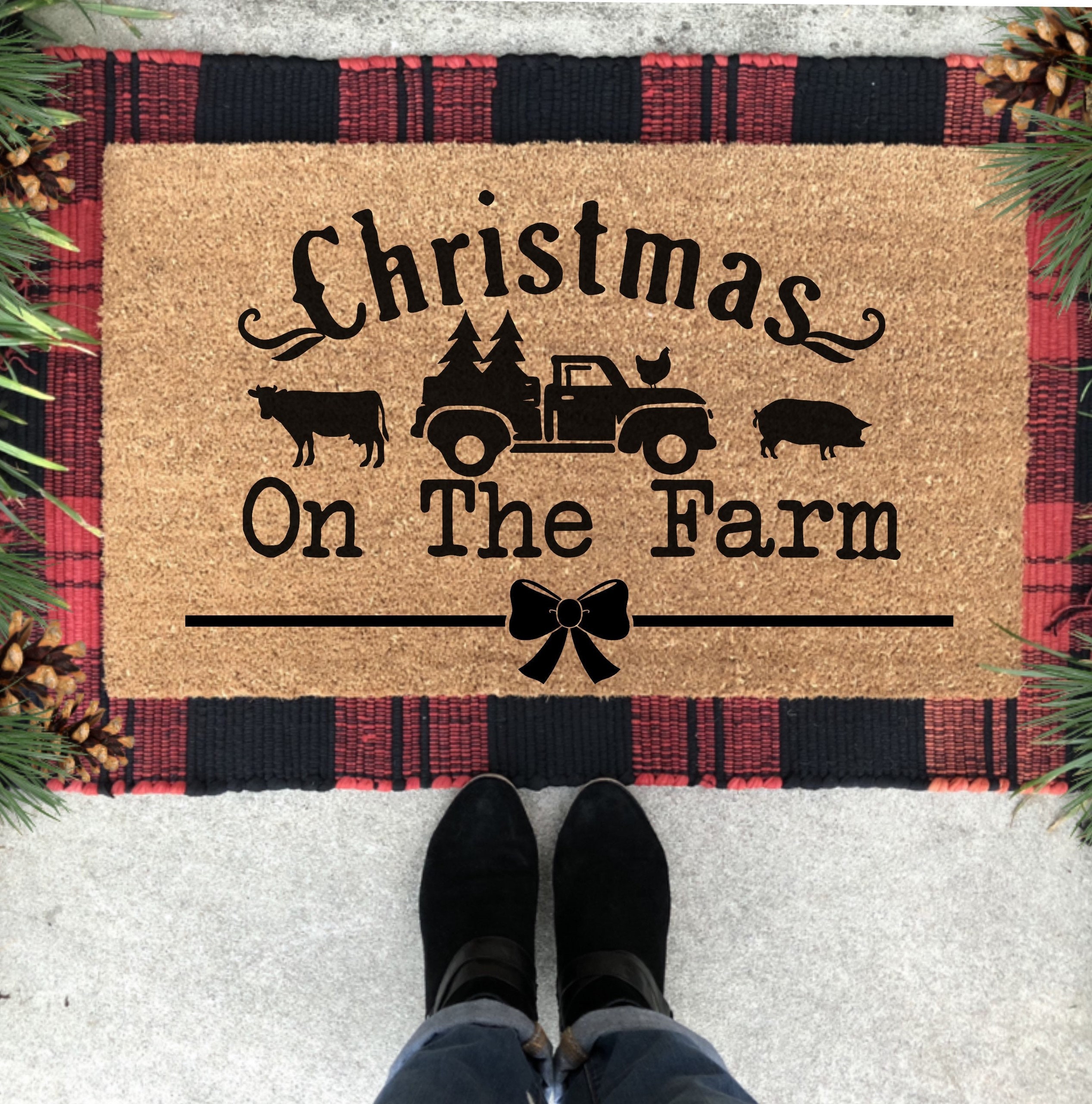 Christmas Farm doormat Farmhouse Christmas doormat Farmhouse Etsy