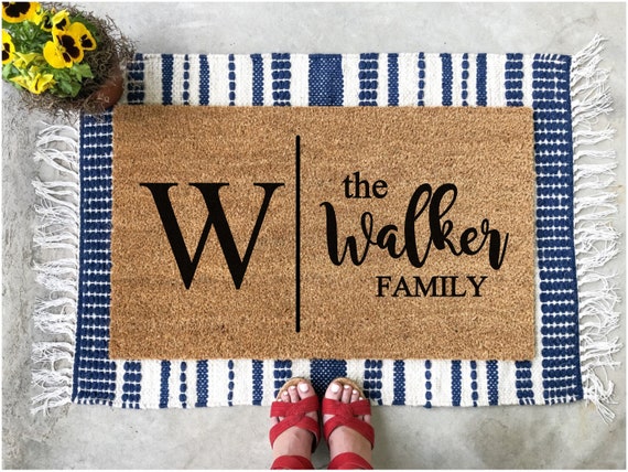 Last Name Personalized Doormat Initial Doormat Family Name Etsy