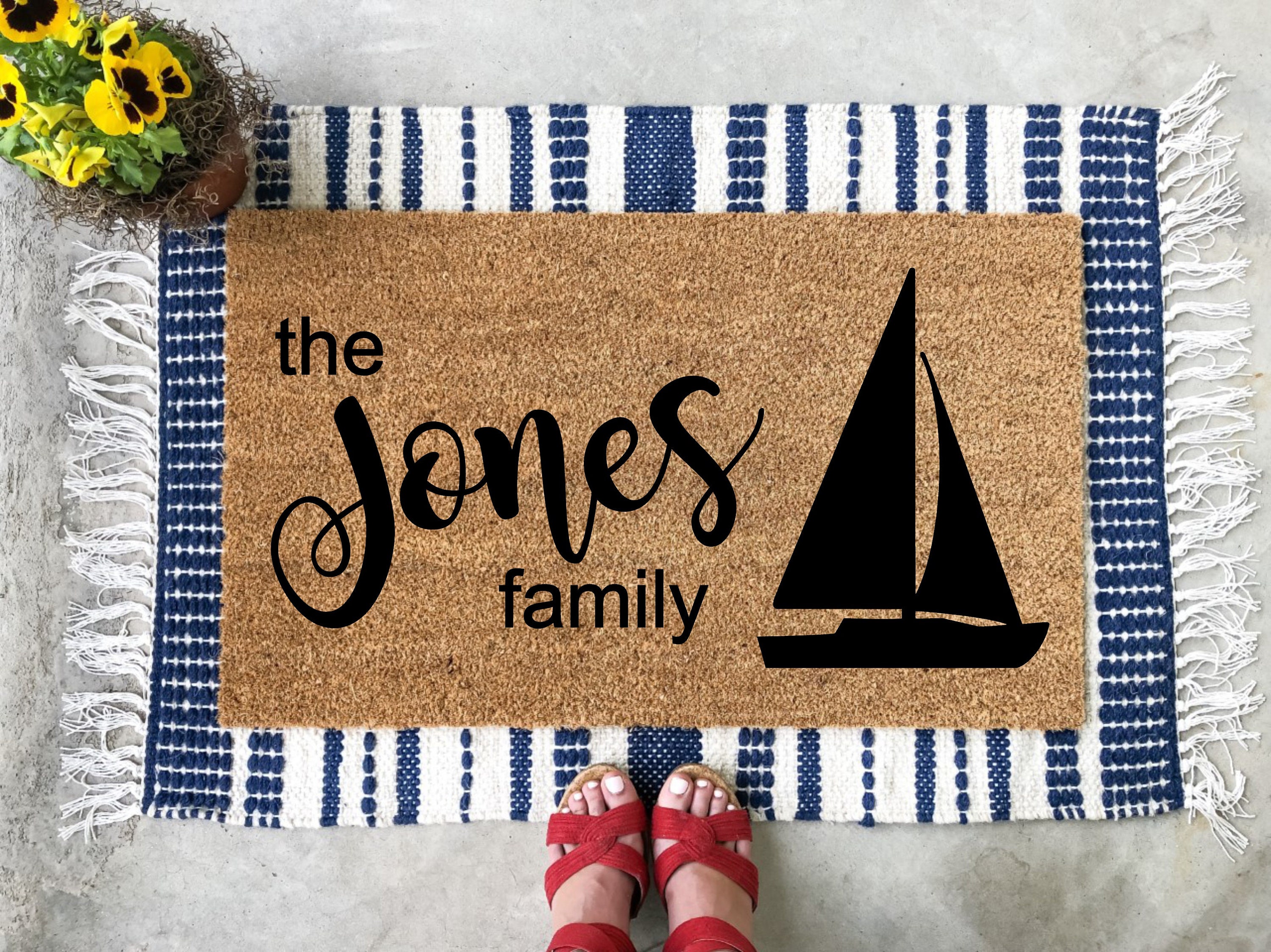 Sailboat Family Name doormat Nautical doormat Beach Etsy