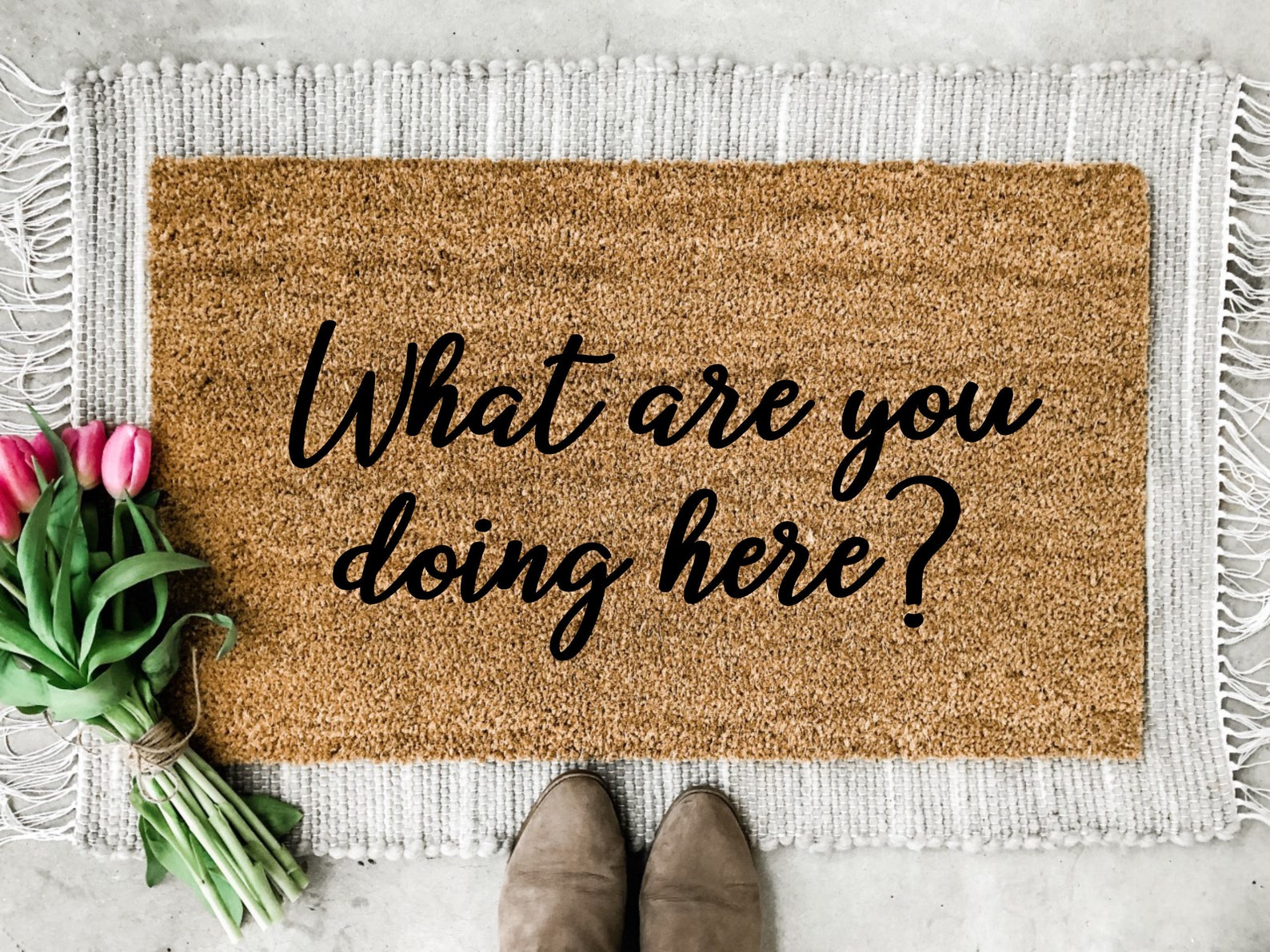 What are you doing here doormat Funny doormat Funny rug Etsy