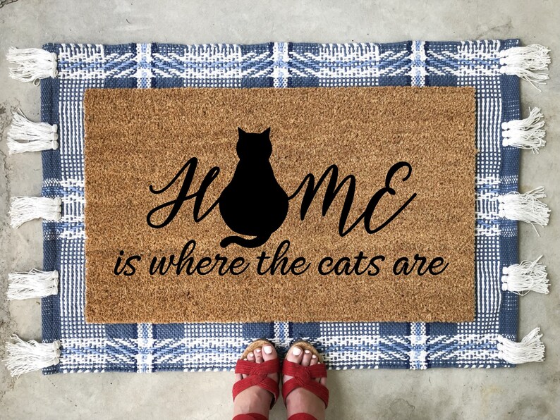 Home is Where the Cats Are Doormat Cats Doormat Custom Cat Etsy