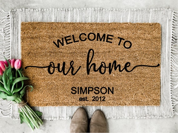 Welcome To Our Home Doormat Welcome Doormat Personalized Welcome Mat Customized Family Welcome Mat Family Welcome Mat