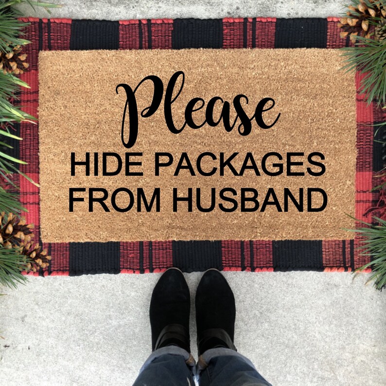 Please Hide Packages From Husband Doormat Please Hide Etsy