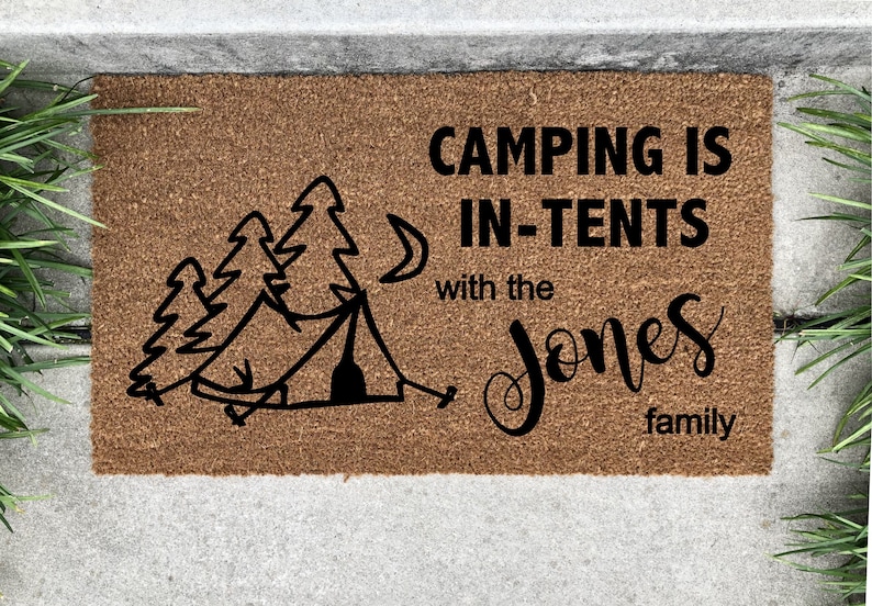 Camping is In Tents Door Mat Personalized Name Camp door mat Etsy