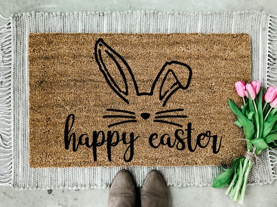 Happy Easter Doormat Easter Doormat Easter Bunny Doormat | Etsy