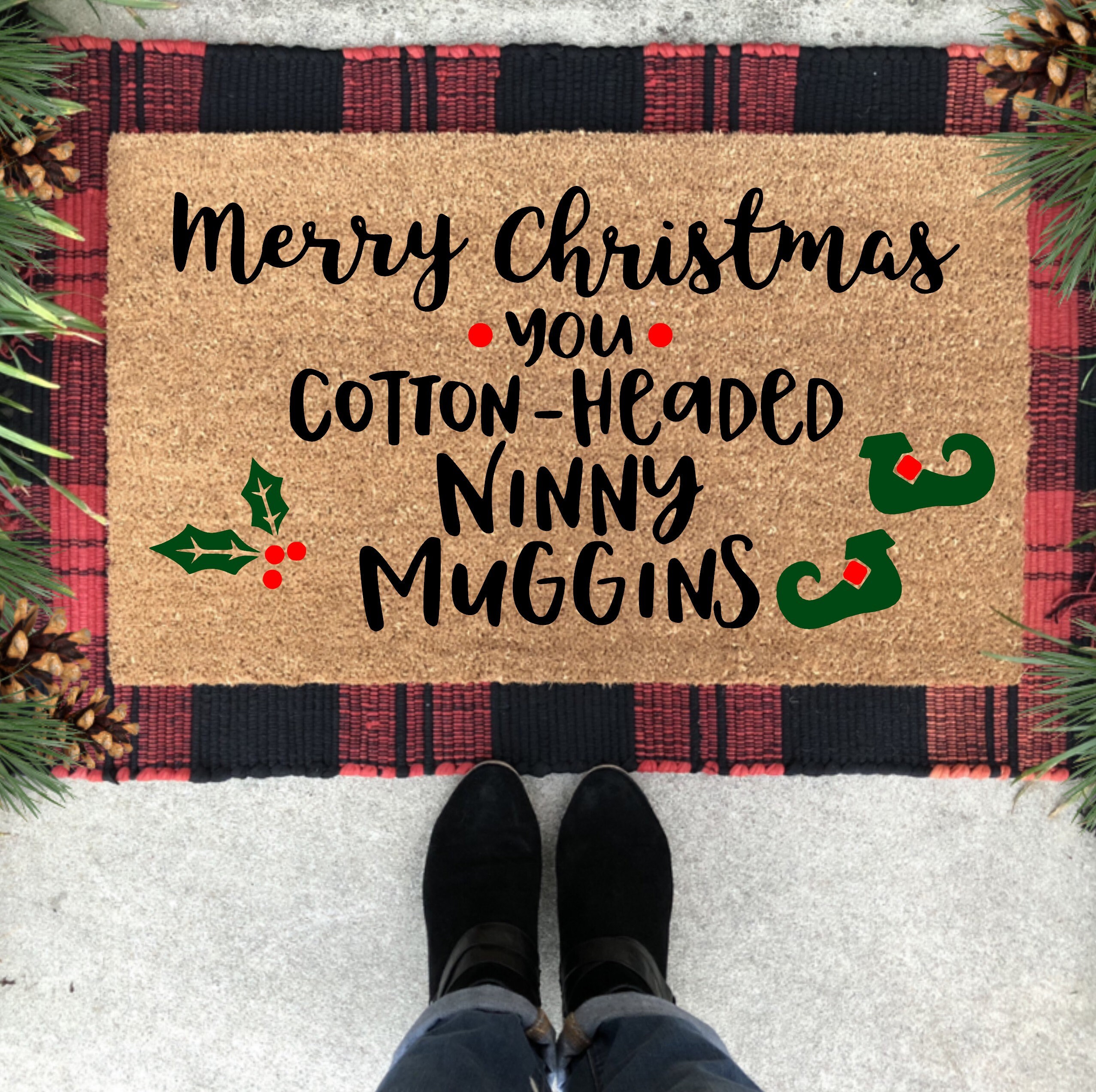 Cotton Headed Ninny Muggins doormat Elf doormat Holiday Elf Etsy